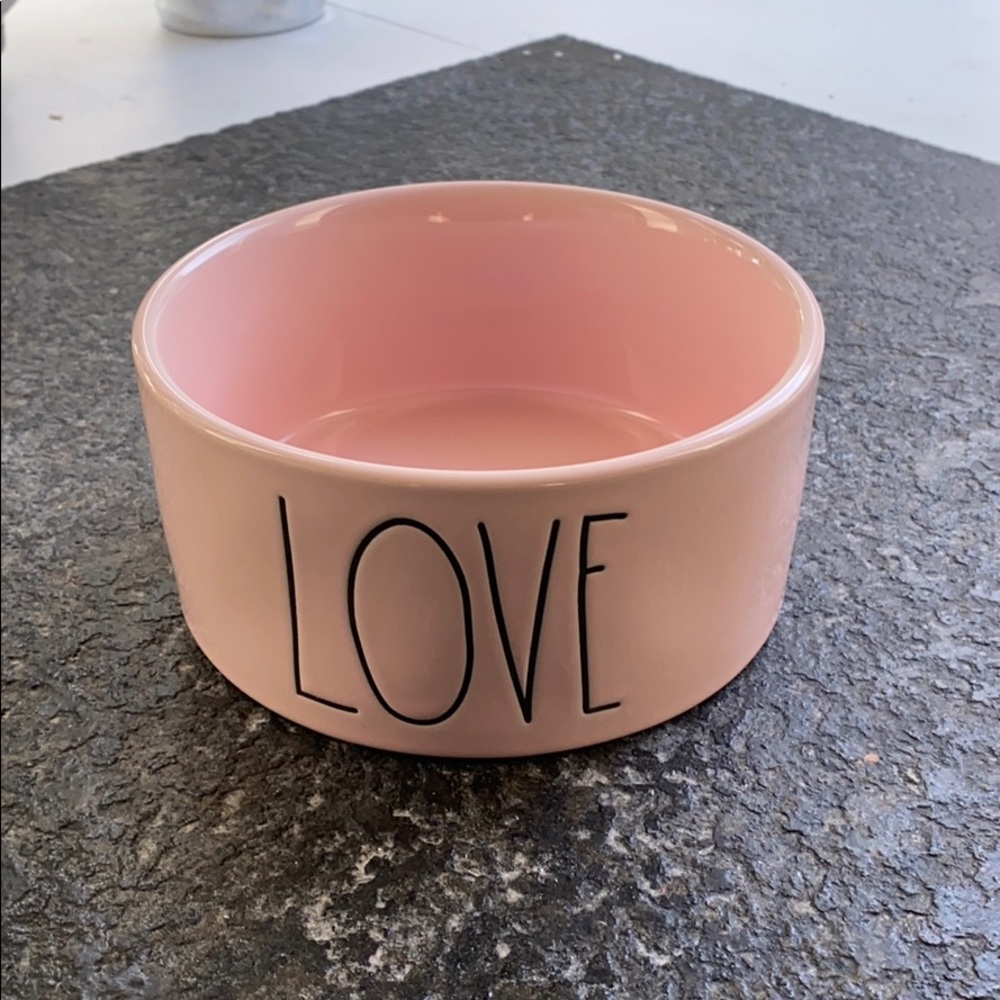 Pink love dog bowl